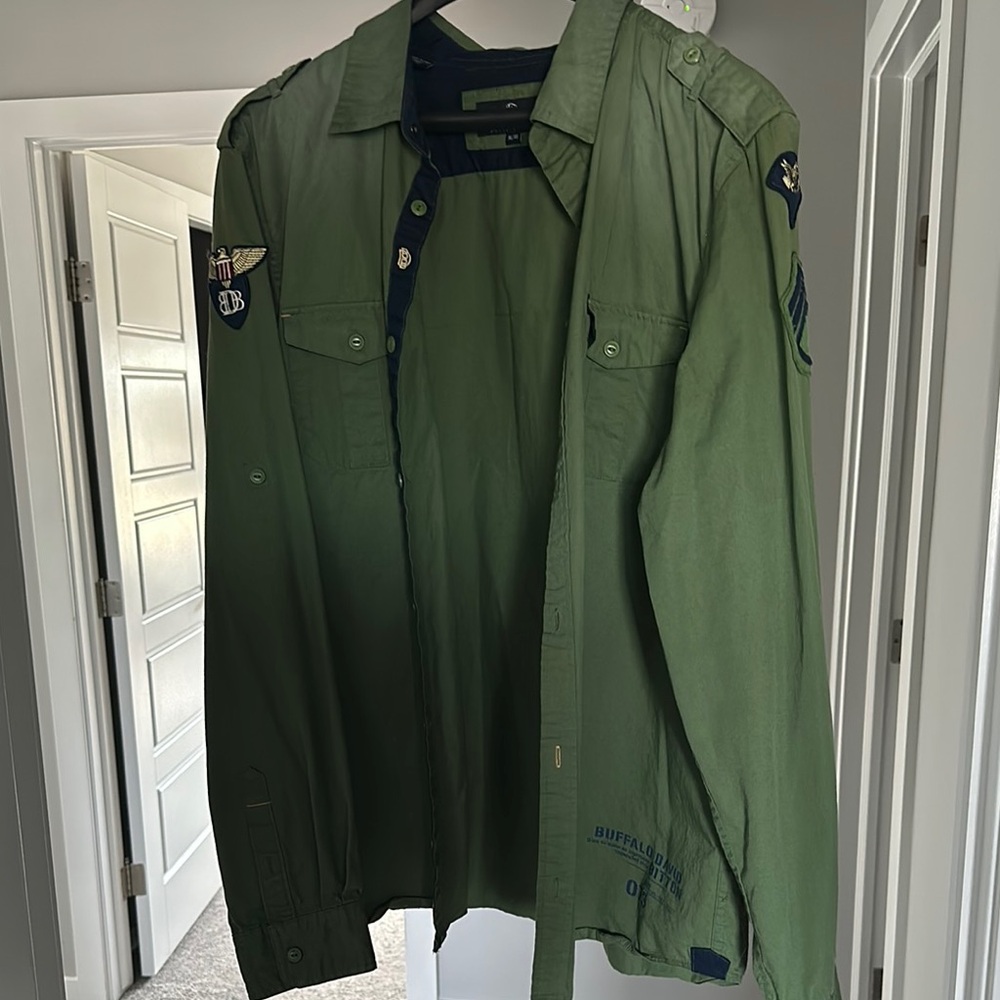Men’s Camo Buffalo David Bitton Green Military Shirt